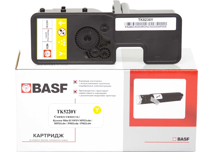 Картридж BASF для Kyocera ECOSYS P5021, M5521 аналог TK-5230Y (1T02R9ANL0) Yellow
