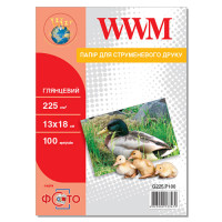 Фотобумага глянцевая 13х18см, 225г/м2 (G225.P100) WWM 100л