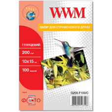 Фотопапір глянсовий 10х15см, 200г/м2 (G200.F100/C) WWM 100л