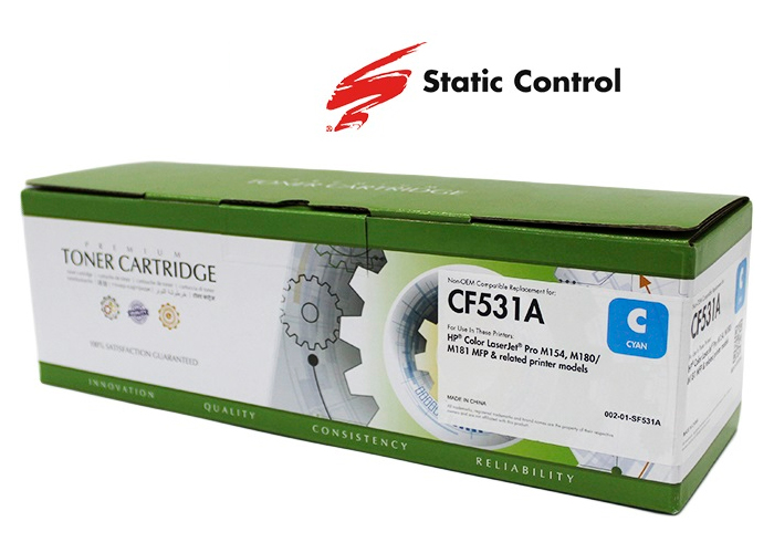 Картридж Static Control для HP Color LaserJet M154, M180, M181 (аналог CF531A) Cyan