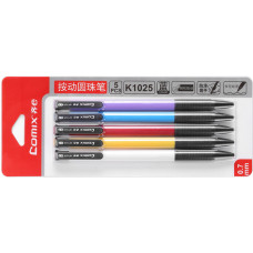 Ручки кулькові набір Comix (PEN-COM-K1025) 0.7мм, 5шт, колір синій