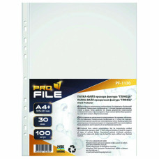 Файли для документів А4+, 30 мкм, глянець прозорий, 100шт (PF1130-A4-30MK) ProFile