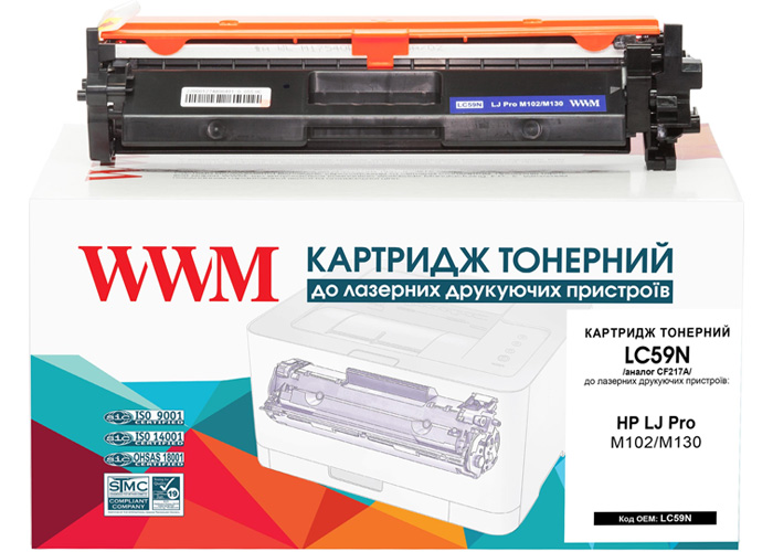 Картридж з тонером WWM аналог HP CF217A для принтерів M102, M129, M130 (LC59N)