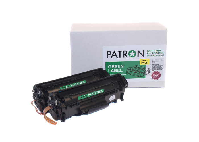 Картридж Patron Green Label аналог HP Q2612A, Canon 703 (PN-12A, 703DGL) DUAL PACK
